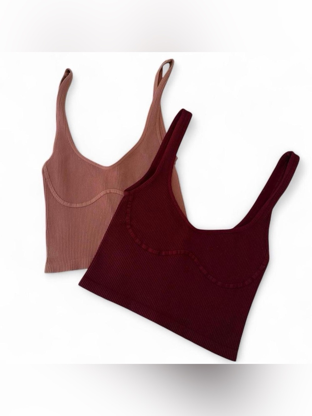 Free People burgundy & light pink ribbed tank top bundle